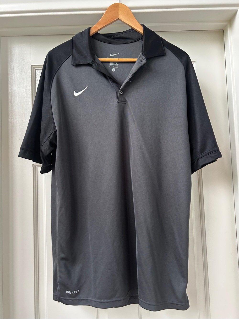 Nike Men’s Gray and Black Dri-FIT Polo